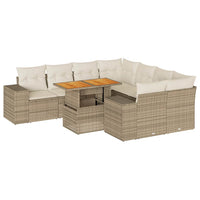 Thumbnail for 9-tlg. Garten-Sofagarnitur mit Kissen Beige Poly Rattan