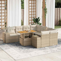 Thumbnail for 9-tlg. Garten-Sofagarnitur mit Kissen Beige Poly Rattan