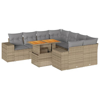 Thumbnail for 9-tlg. Garten-Sofagarnitur mit Kissen Beige Poly Rattan