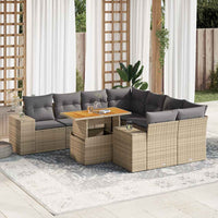 Thumbnail for 9-tlg. Garten-Sofagarnitur mit Kissen Beige Poly Rattan