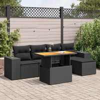Thumbnail for 6-tlg. Garten-Sofagarnitur mit Kissen Schwarz Poly Rattan