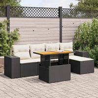 Thumbnail for 6-tlg. Garten-Sofagarnitur mit Kissen Schwarz Poly Rattan