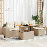 Thumbnail for 6-tlg. Garten-Sofagarnitur mit Kissen Beige Poly Rattan