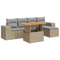 Thumbnail for 6-tlg. Garten-Sofagarnitur mit Kissen Beige Poly Rattan
