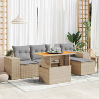 Thumbnail for 6-tlg. Garten-Sofagarnitur mit Kissen Beige Poly Rattan