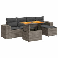 Thumbnail for 6-tlg. Garten-Sofagarnitur mit Kissen Grau Poly Rattan
