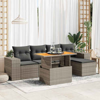 Thumbnail for 6-tlg. Garten-Sofagarnitur mit Kissen Grau Poly Rattan