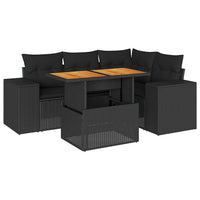 Thumbnail for 5-tlg. Garten-Sofagarnitur mit Kissen Schwarz Poly Rattan