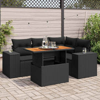 Thumbnail for 5-tlg. Garten-Sofagarnitur mit Kissen Schwarz Poly Rattan