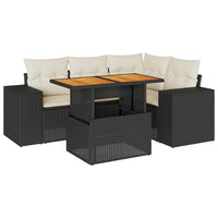 Thumbnail for 5-tlg. Garten-Sofagarnitur mit Kissen Schwarz Poly Rattan