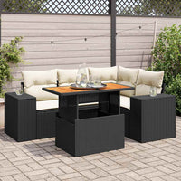 Thumbnail for 5-tlg. Garten-Sofagarnitur mit Kissen Schwarz Poly Rattan