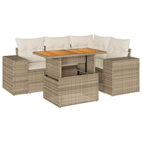 Thumbnail for 5-tlg. Garten-Sofagarnitur mit Kissen Beige Poly Rattan