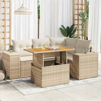 Thumbnail for 5-tlg. Garten-Sofagarnitur mit Kissen Beige Poly Rattan