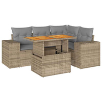 Thumbnail for 5-tlg. Garten-Sofagarnitur mit Kissen Beige Poly Rattan