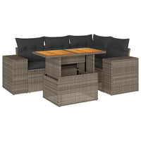 Thumbnail for 5-tlg. Garten-Sofagarnitur mit Kissen Grau Poly Rattan