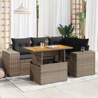 Thumbnail for 5-tlg. Garten-Sofagarnitur mit Kissen Grau Poly Rattan