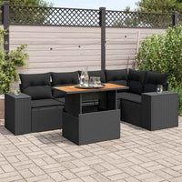 Thumbnail for 6-tlg. Garten-Sofagarnitur mit Kissen Schwarz Poly Rattan