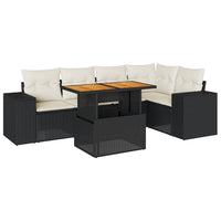 Thumbnail for 6-tlg. Garten-Sofagarnitur mit Kissen Schwarz Poly Rattan