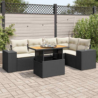 Thumbnail for 6-tlg. Garten-Sofagarnitur mit Kissen Schwarz Poly Rattan