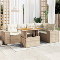 Thumbnail for 6-tlg. Garten-Sofagarnitur mit Kissen Beige Poly Rattan