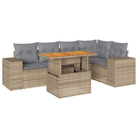 Thumbnail for 6-tlg. Garten-Sofagarnitur mit Kissen Beige Poly Rattan
