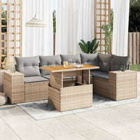 Thumbnail for 6-tlg. Garten-Sofagarnitur mit Kissen Beige Poly Rattan