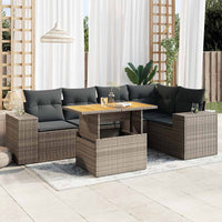 Thumbnail for 6-tlg. Garten-Sofagarnitur mit Kissen Grau Poly Rattan