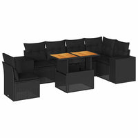 Thumbnail for 7-tlg. Garten-Sofagarnitur mit Kissen Schwarz Poly Rattan