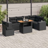 Thumbnail for 7-tlg. Garten-Sofagarnitur mit Kissen Schwarz Poly Rattan