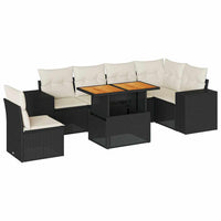 Thumbnail for 7-tlg. Garten-Sofagarnitur mit Kissen Schwarz Poly Rattan