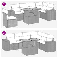 Thumbnail for 7-tlg. Garten-Sofagarnitur mit Kissen Schwarz Poly Rattan