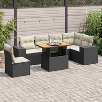 Thumbnail for 7-tlg. Garten-Sofagarnitur mit Kissen Schwarz Poly Rattan