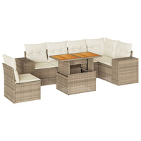 Thumbnail for 7-tlg. Garten-Sofagarnitur mit Kissen Beige Poly Rattan