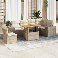 Thumbnail for 7-tlg. Garten-Sofagarnitur mit Kissen Beige Poly Rattan