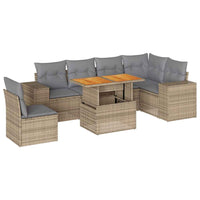 Thumbnail for 7-tlg. Garten-Sofagarnitur mit Kissen Beige Poly Rattan