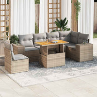 Thumbnail for 7-tlg. Garten-Sofagarnitur mit Kissen Beige Poly Rattan