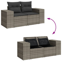 Thumbnail for 7-tlg. Garten-Sofagarnitur mit Kissen Grau Poly Rattan