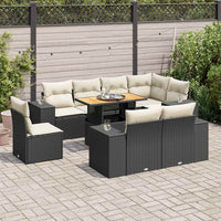 Thumbnail for 9-tlg. Garten-Sofagarnitur mit Kissen Schwarz Poly Rattan