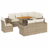 Thumbnail for 9-tlg. Garten-Sofagarnitur mit Kissen Beige Poly Rattan