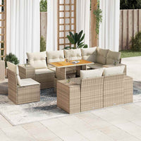 Thumbnail for 9-tlg. Garten-Sofagarnitur mit Kissen Beige Poly Rattan