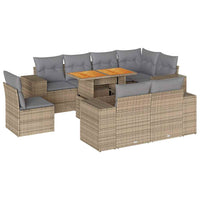 Thumbnail for 9-tlg. Garten-Sofagarnitur mit Kissen Beige Poly Rattan