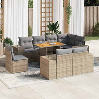 Thumbnail for 9-tlg. Garten-Sofagarnitur mit Kissen Beige Poly Rattan
