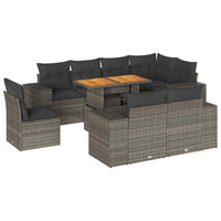 Thumbnail for 9-tlg. Garten-Sofagarnitur mit Kissen Grau Poly Rattan