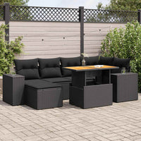 Thumbnail for 7-tlg. Garten-Sofagarnitur mit Kissen Schwarz Poly Rattan