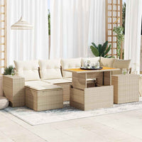 Thumbnail for 7-tlg. Garten-Sofagarnitur mit Kissen Beige Poly Rattan