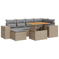 Thumbnail for 7-tlg. Garten-Sofagarnitur mit Kissen Beige Poly Rattan