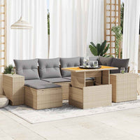 Thumbnail for 7-tlg. Garten-Sofagarnitur mit Kissen Beige Poly Rattan