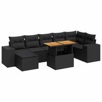 Thumbnail for 8-tlg. Garten-Sofagarnitur mit Kissen Schwarz Poly Rattan