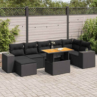 Thumbnail for 8-tlg. Garten-Sofagarnitur mit Kissen Schwarz Poly Rattan