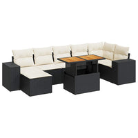 Thumbnail for 8-tlg. Garten-Sofagarnitur mit Kissen Schwarz Poly Rattan